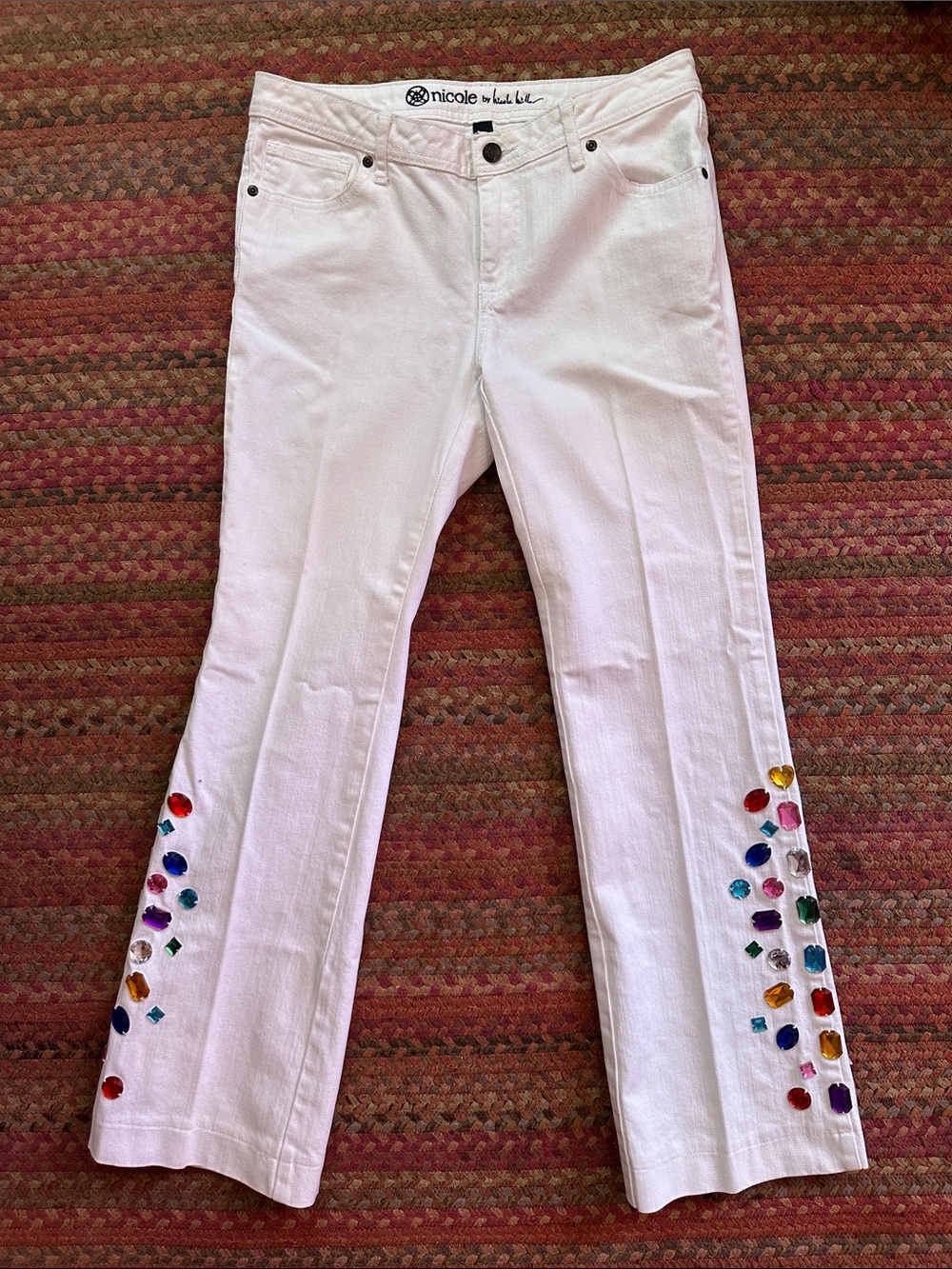 Nicole by Nicole Miller White Rhinestone Gem Jeans